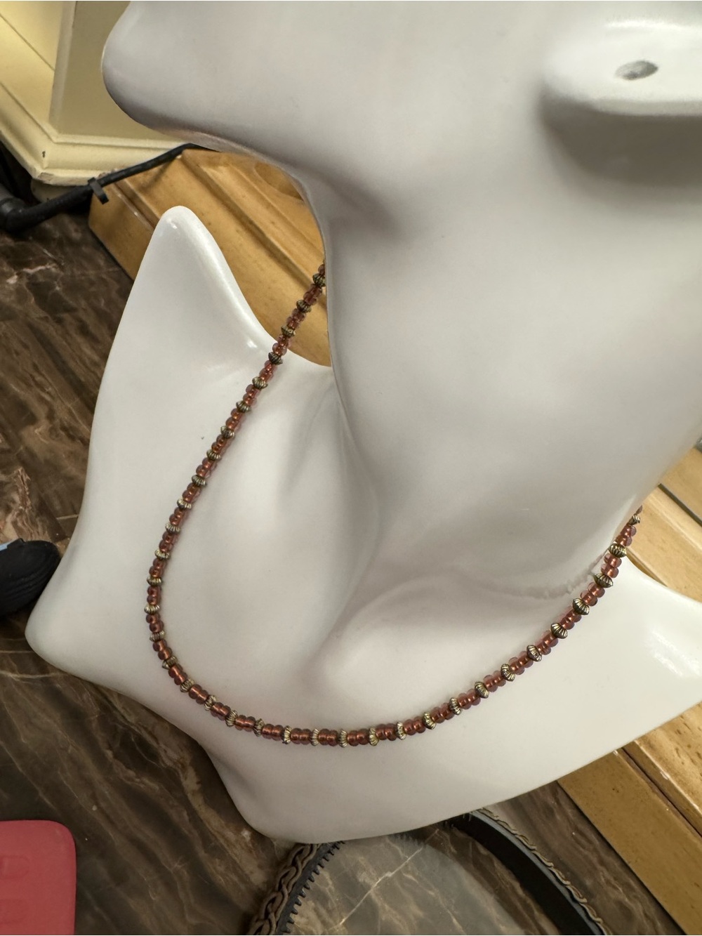 Gold and Amber Beaded Women's Necklace - Elegant Accent